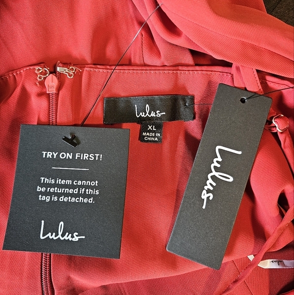 Lulus Women's Reinette Rust Red Faux Wrap Pleated Overlap Sleveless Midi Dress - Picture 16 of 16